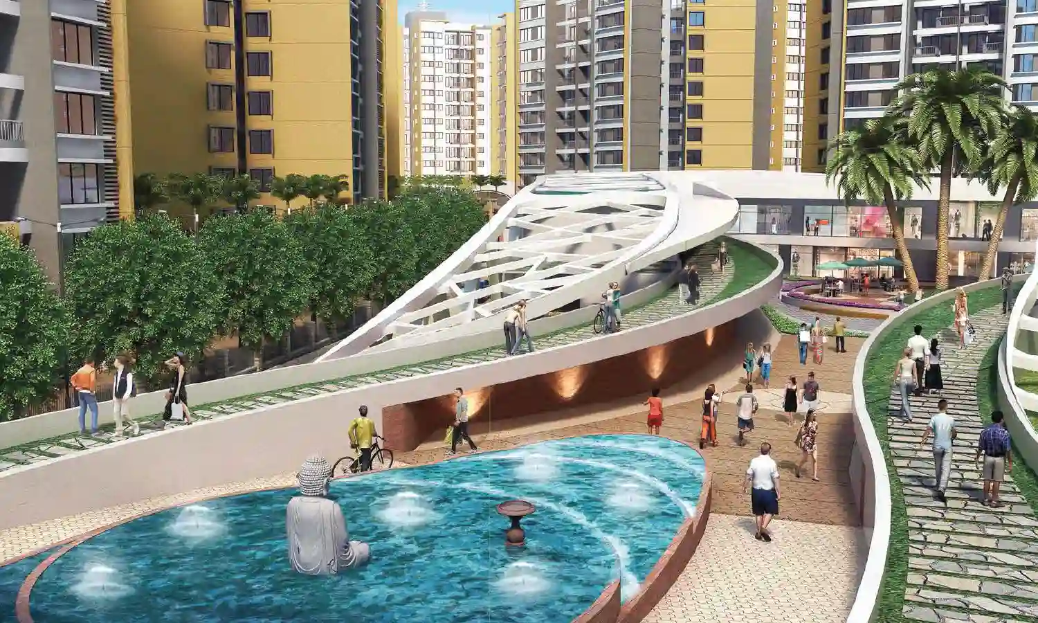 Pride World City high-street plaza and walkway